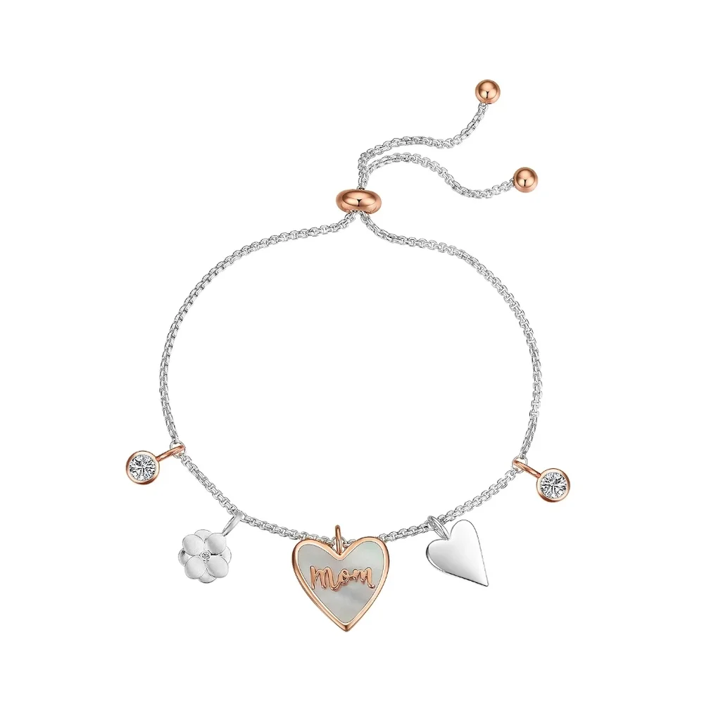 Unwritten Adjustable Mom Bracelet with Charms 14k Gold Flash Plated NWT